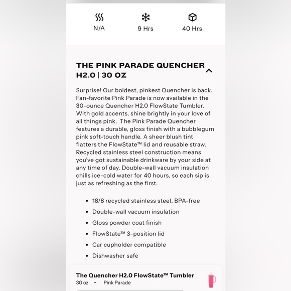 Stanley Quencher H2.0 Flowstate Tumbler - 30oz - Pink Parade - Picture 14 of 16